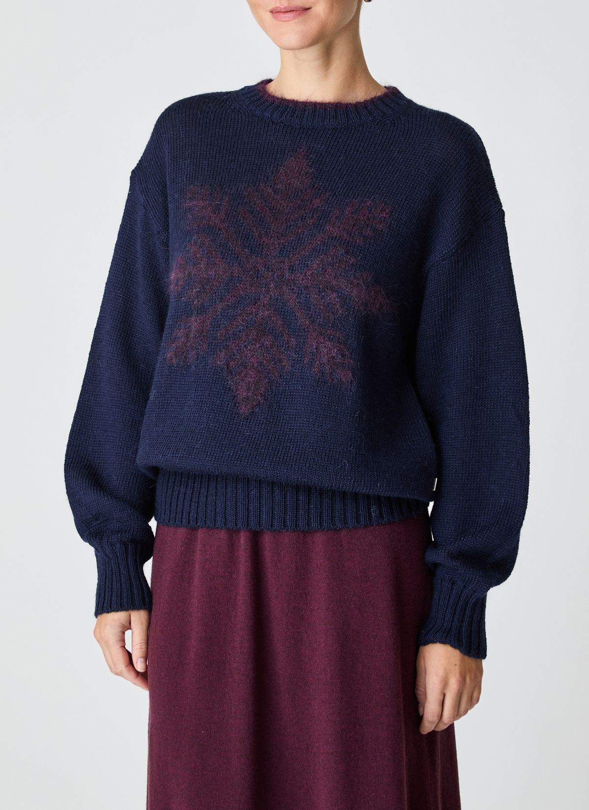 Pullover Rundhals 1/1 Arm, Navy Frontansicht