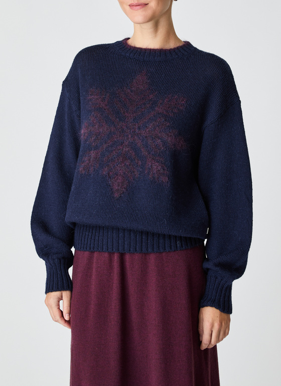 Pullover Rundhals 1/1 Arm Navy Frontansicht