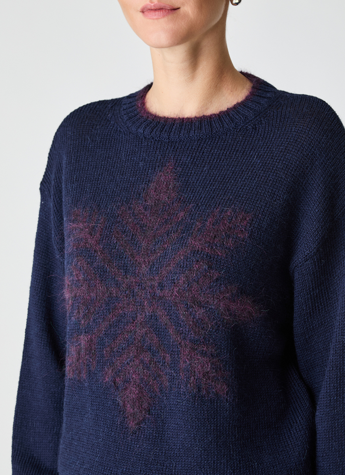 Pullover Rundhals 1/1 Arm, Navy Detailansicht 2