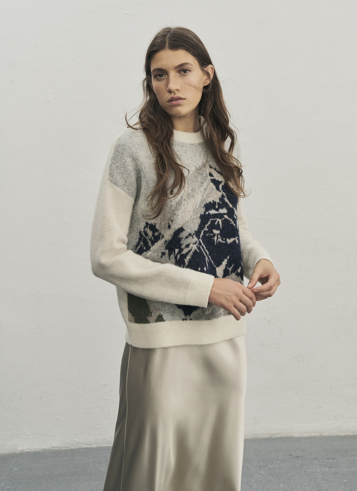 Pullover Rundhals 1/1 Arm, New White Frontansicht