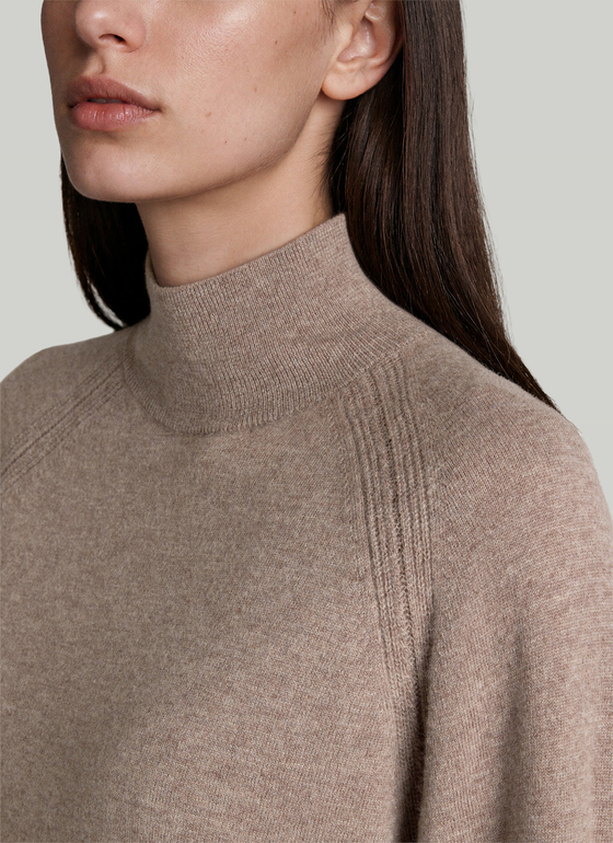 Pullover Stehkragen 1/1 Arm Taupe Grey Frontansicht