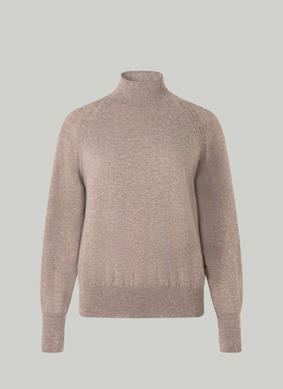 Pullover Stehkragen 1/1 Arm Taupe Grey Frontansicht