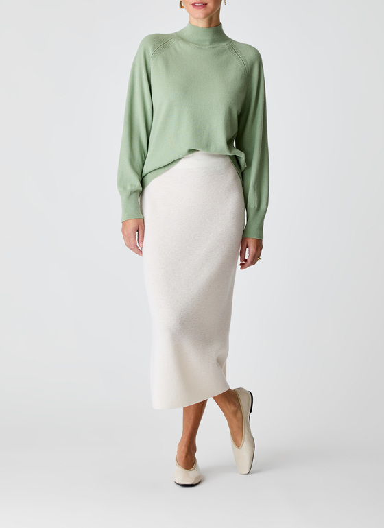 Pullover Stehkragen 1/1 Arm Matcha Tea Frontansicht