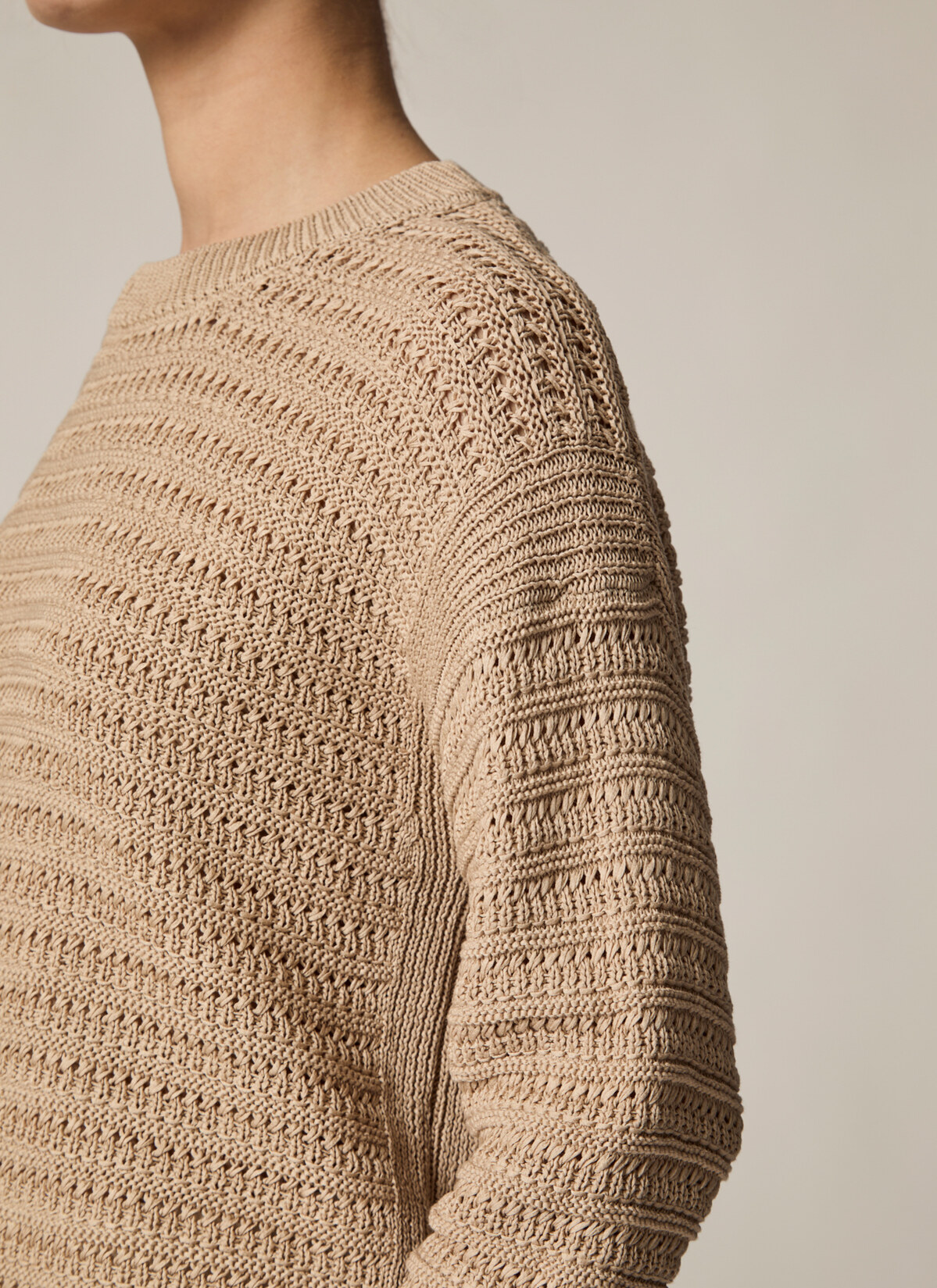 Pullover Rundhals 1/1 Arm, Beach Brown Detailansicht 2