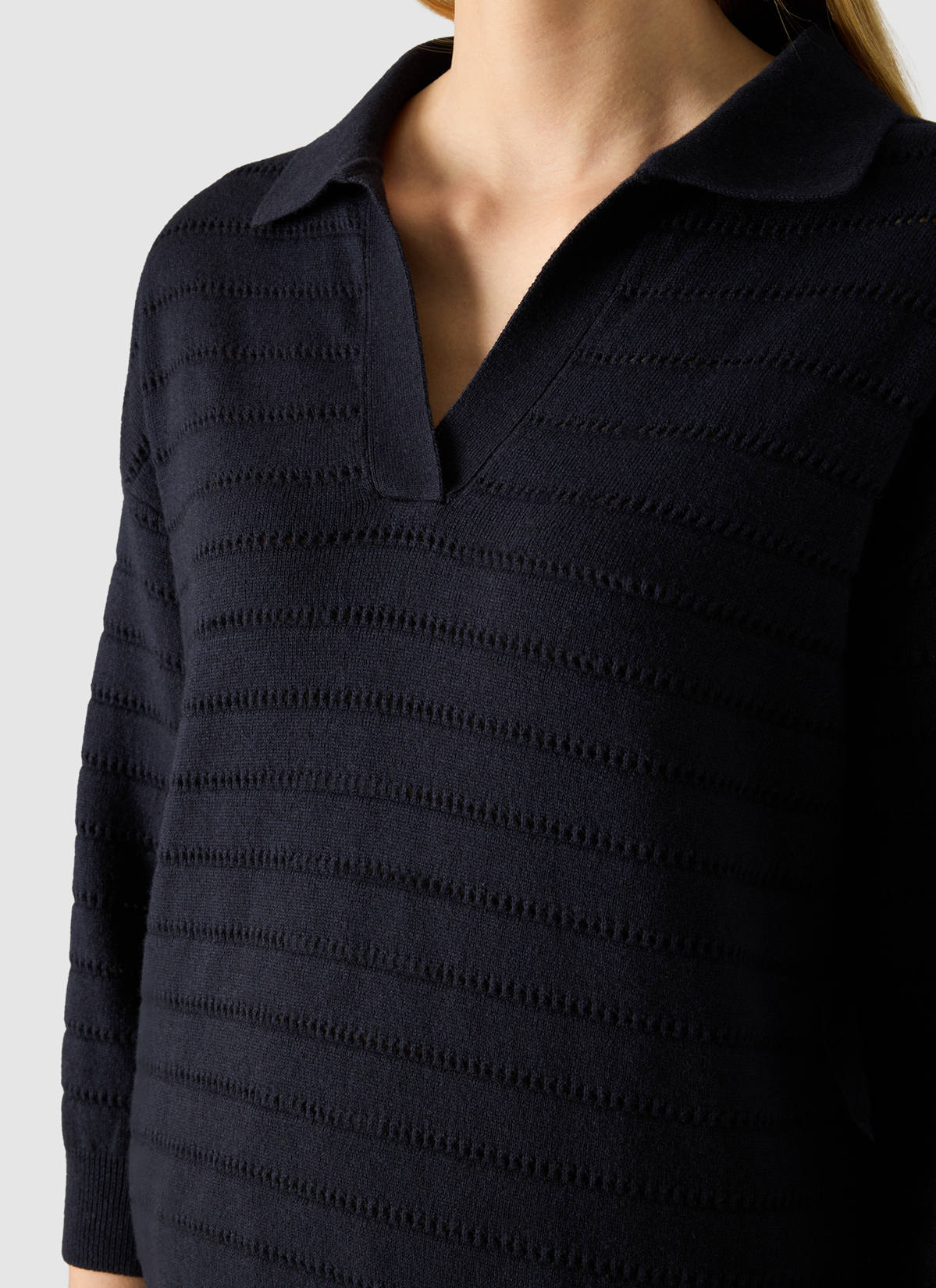 Pullover Polo 1/2 Arm, Navy Detailansicht 1