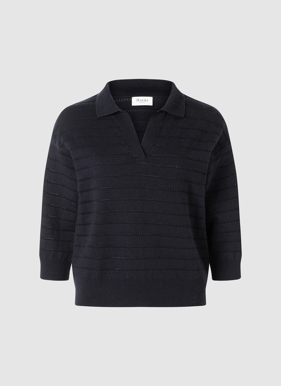 Pullover Polo 1/2 Arm Navy Frontansicht