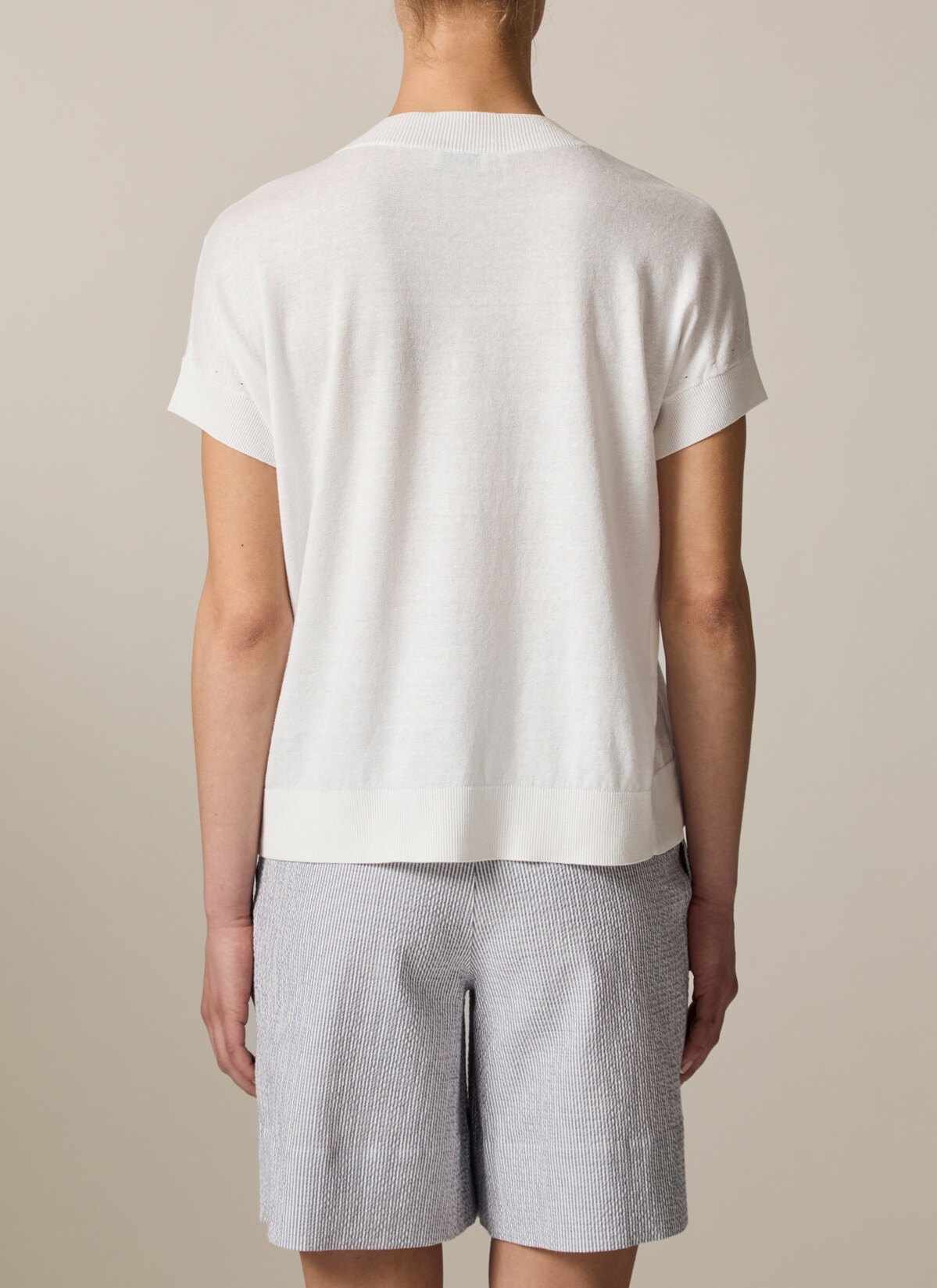 Pullover Rundhals 1/2 Arm, Pure White Rückansicht