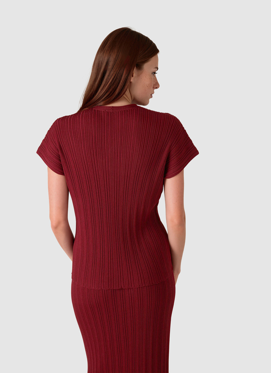 Pullover V-Neck 1/2 Arm Red Pear Frontansicht