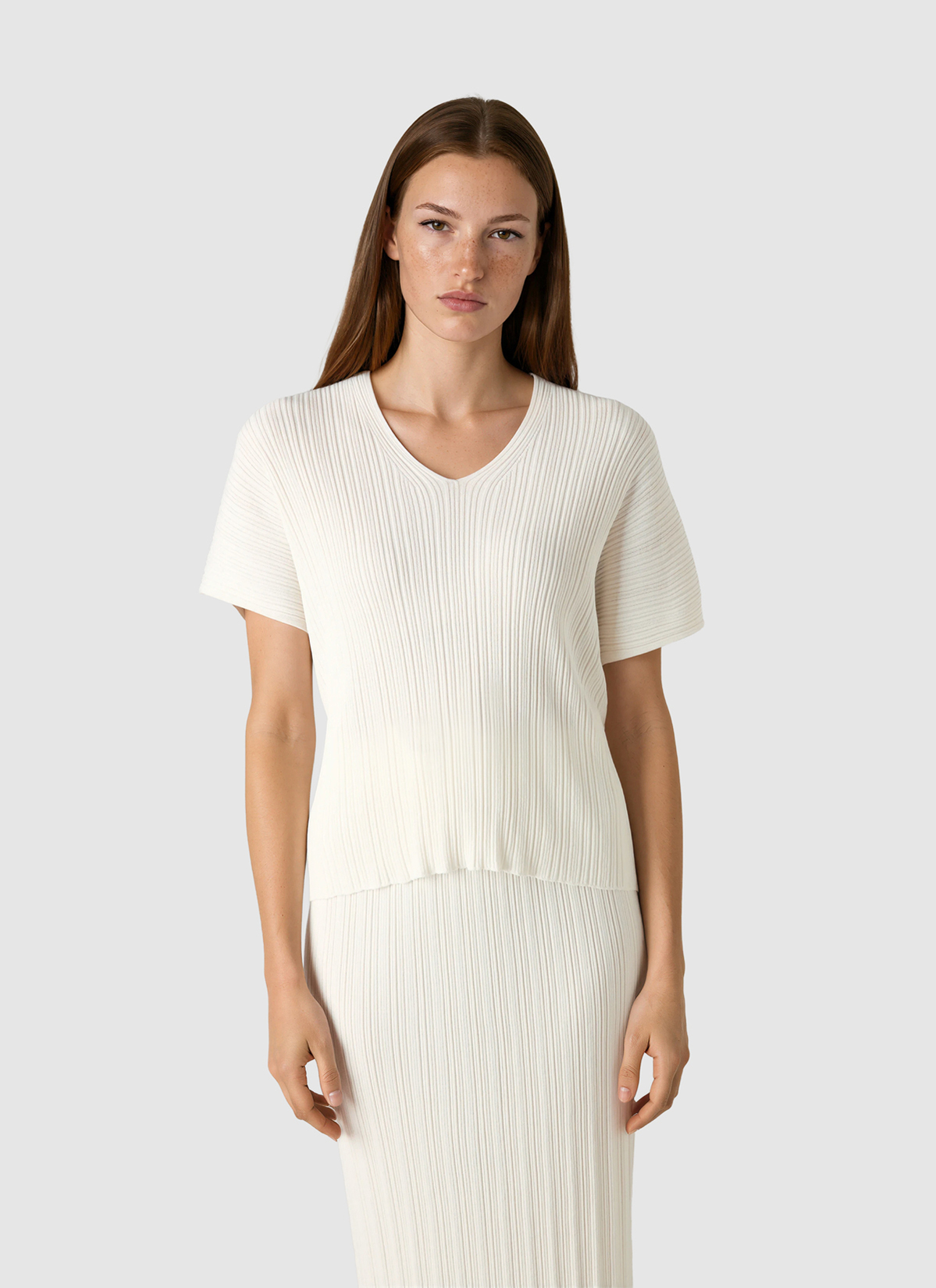 Pullover V-Neck 1/2 Arm, Off White Detailansicht 2