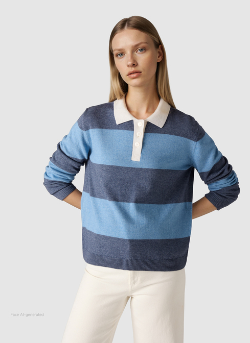 Pullover Polokragen Knopf 1/1 Arm width=
