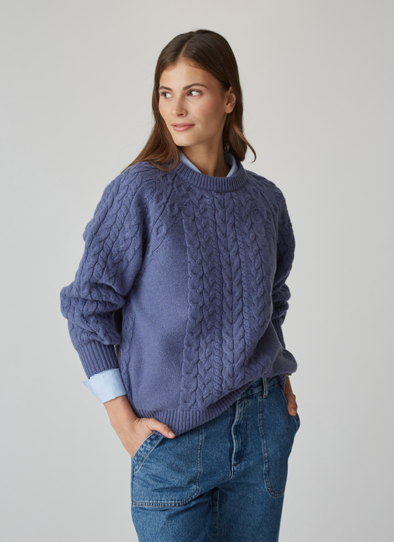 Pullover Rundhals 1/1 Arm Lapis Frontansicht