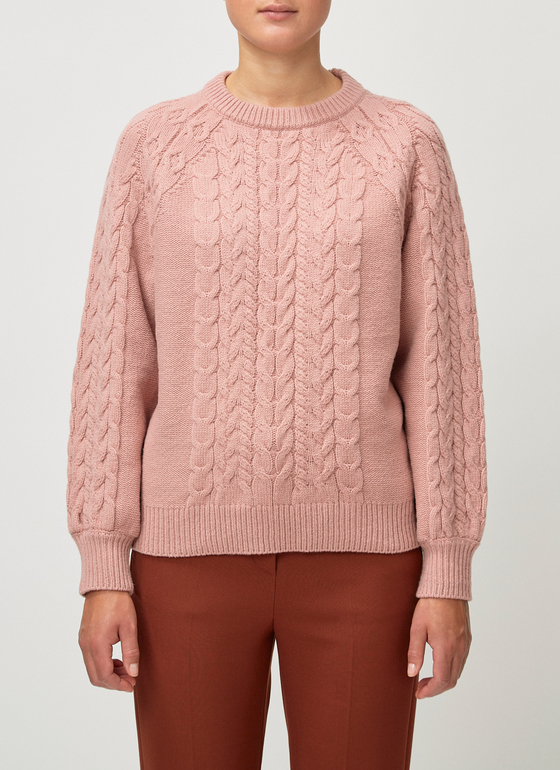 Pullover Rundhals 1/1 Arm Rosé Frontansicht