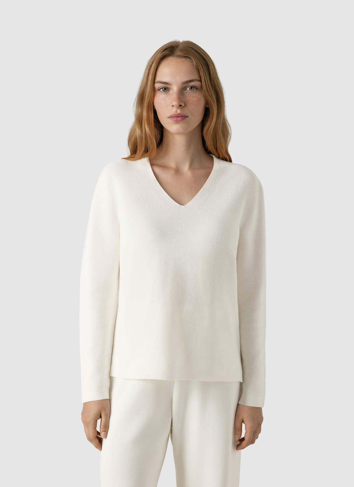 Pullover V-Ausschnitt 1/1 Arm, New White Frontansicht