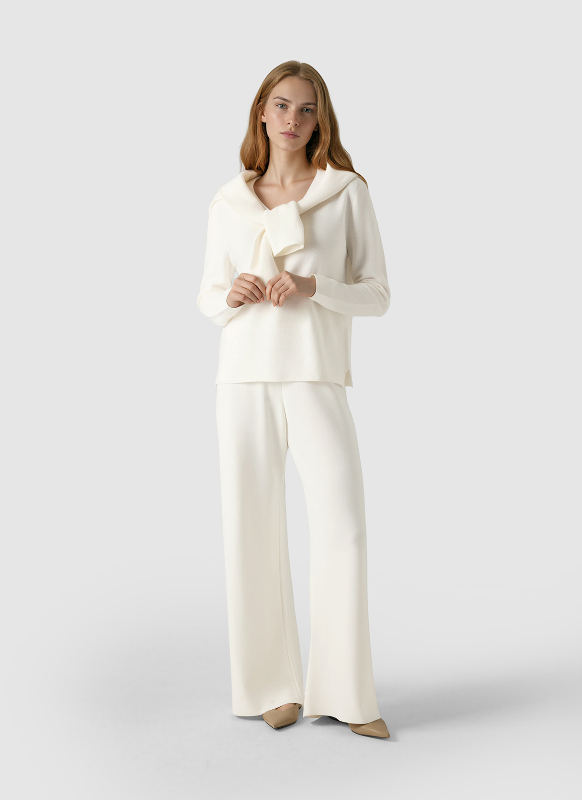 Pullover V-Ausschnitt 1/1 Arm, New White Detailansicht 2