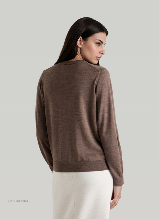 Pullover Rundhals 1/1 Arm Brownie Frontansicht