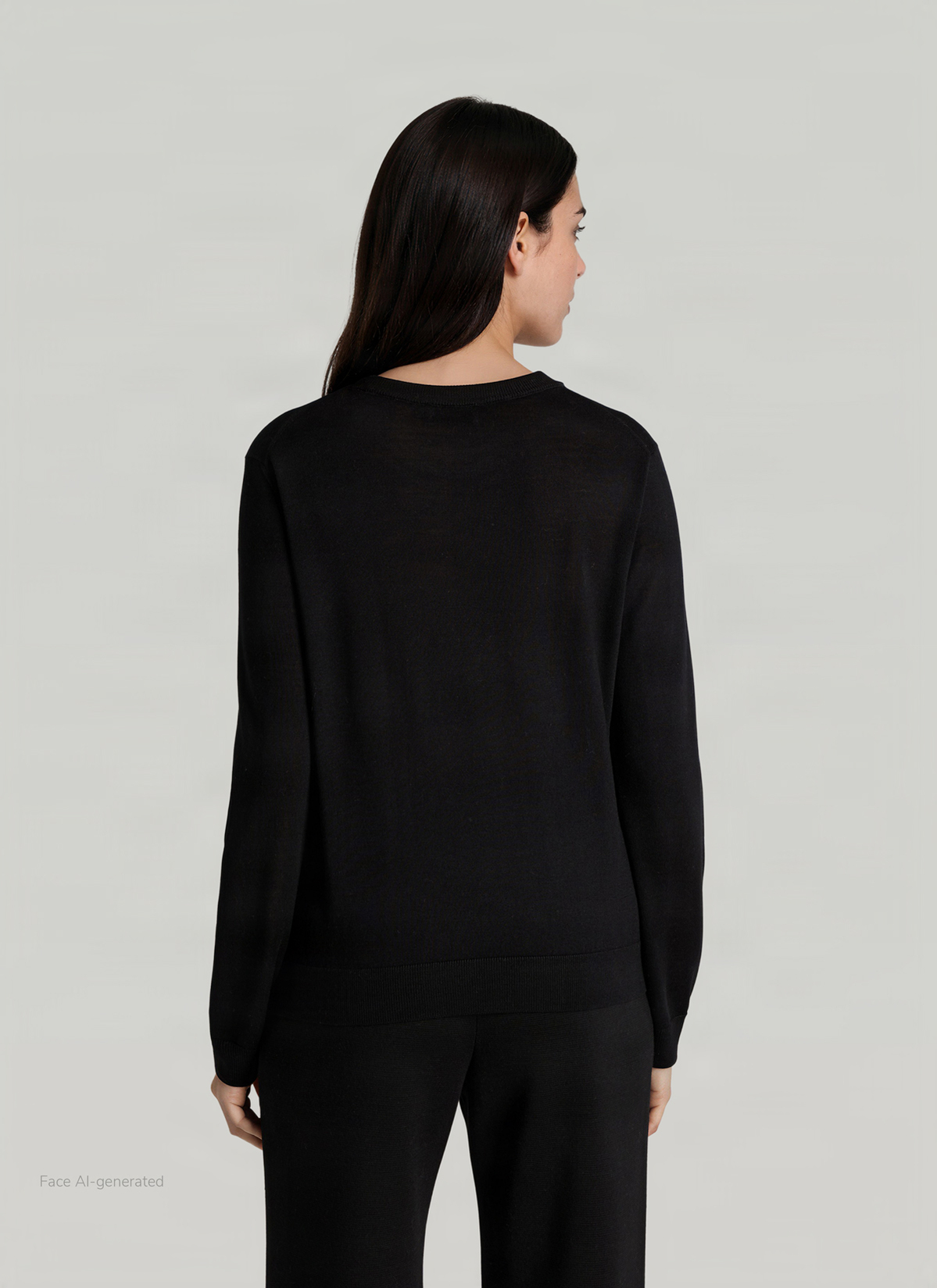 Pullover Rundhals 1/1 Arm, Black Rückansicht