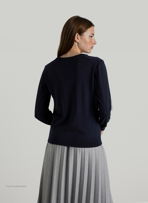 Pullover V-Ausschnitt 1/1 Arm Navy Frontansicht