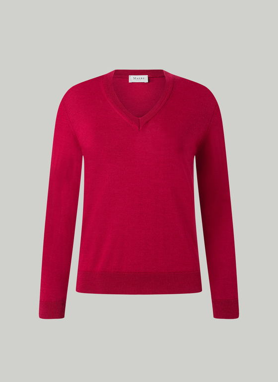 Pullover V-Ausschnitt 1/1 Arm Peony Red Frontansicht