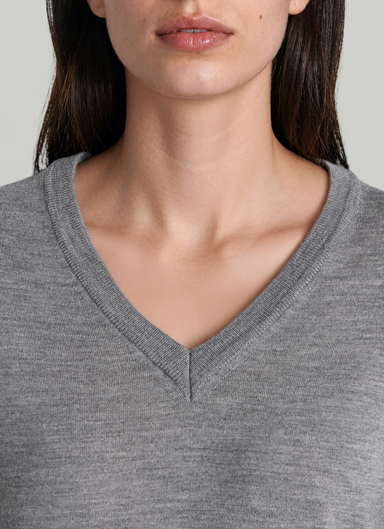 Pullover V-Ausschnitt 1/1 Arm Shark Skin Frontansicht