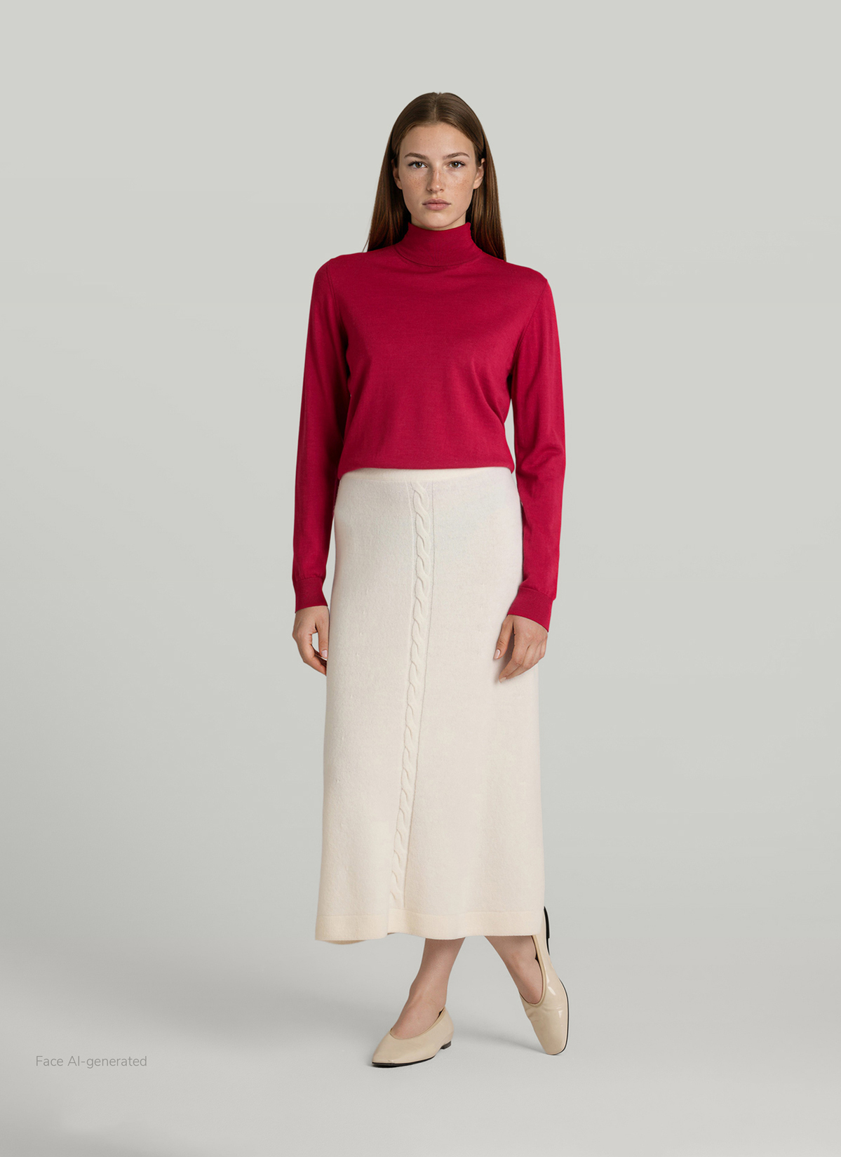 Pullover Rundhals 1/1 Arm, Peony Red Detailansicht 2