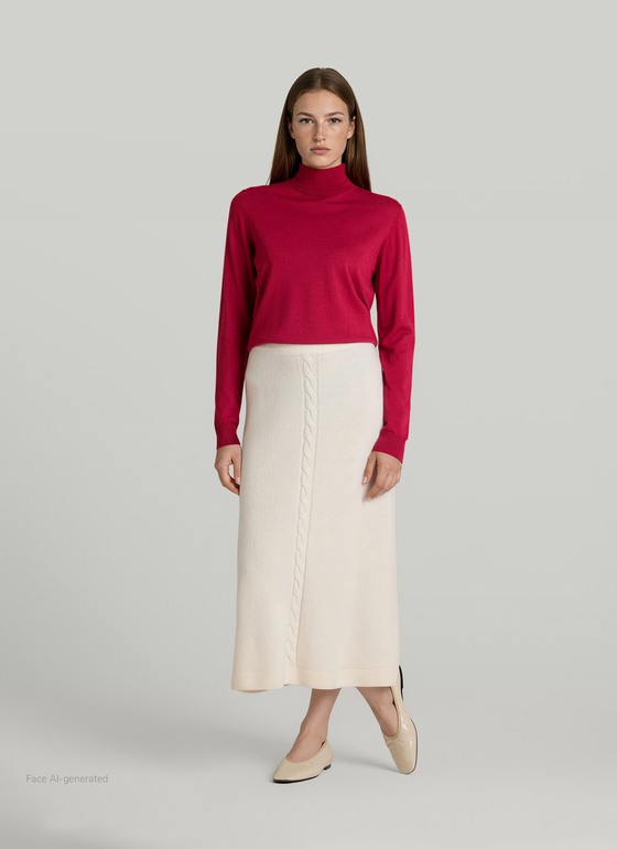 Pullover Rundhals 1/1 Arm Peony Red Frontansicht