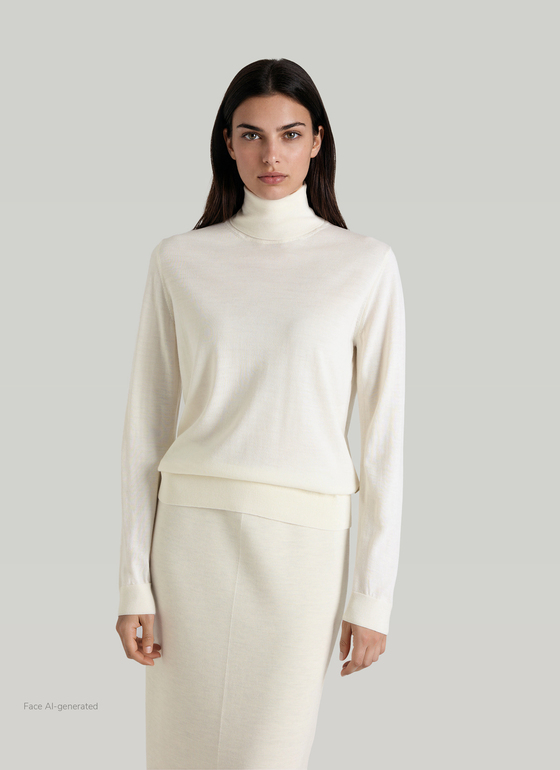 Pullover Rundhals 1/1 Arm New White Frontansicht
