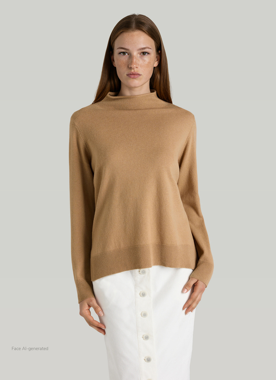 Pullover Stehkragen 1/1 Arm Pumpkin Spice Frontansicht