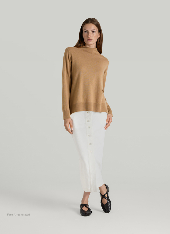 Pullover Stehkragen 1/1 Arm Pumpkin Spice Frontansicht