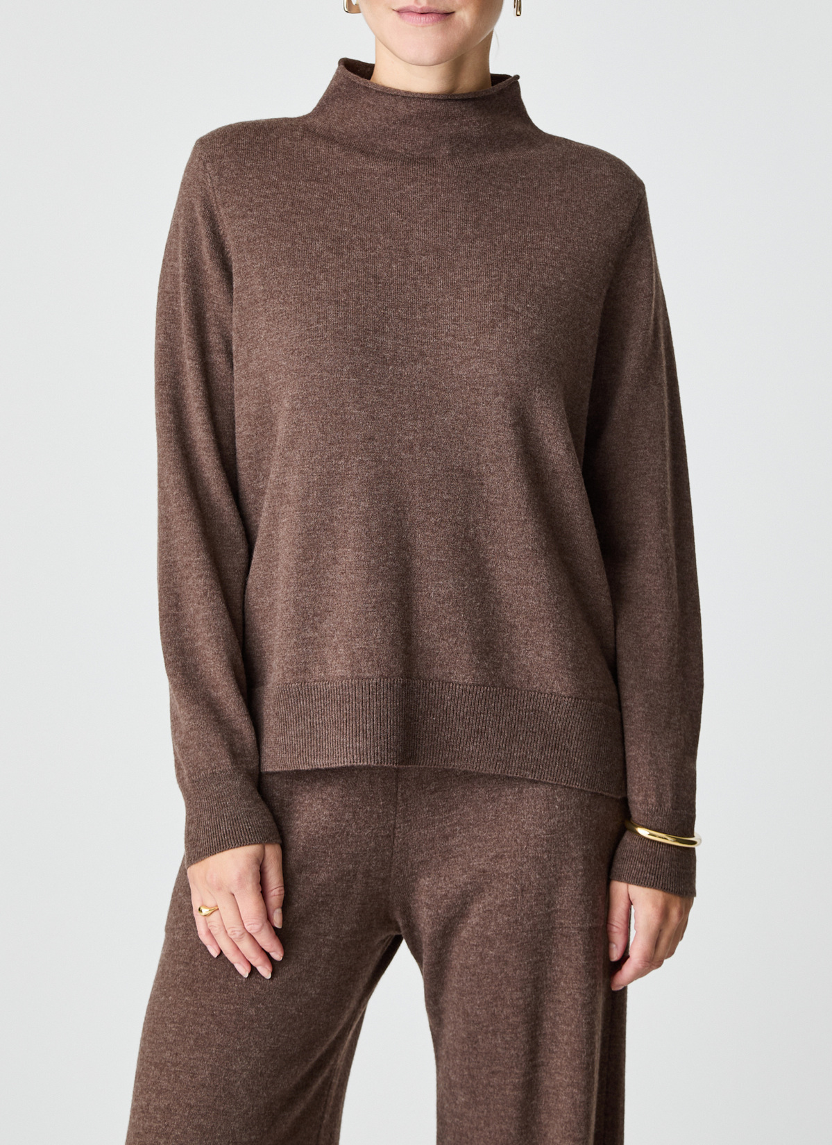 Pullover Stehkragen 1/1 Arm, Hardwood Frontansicht