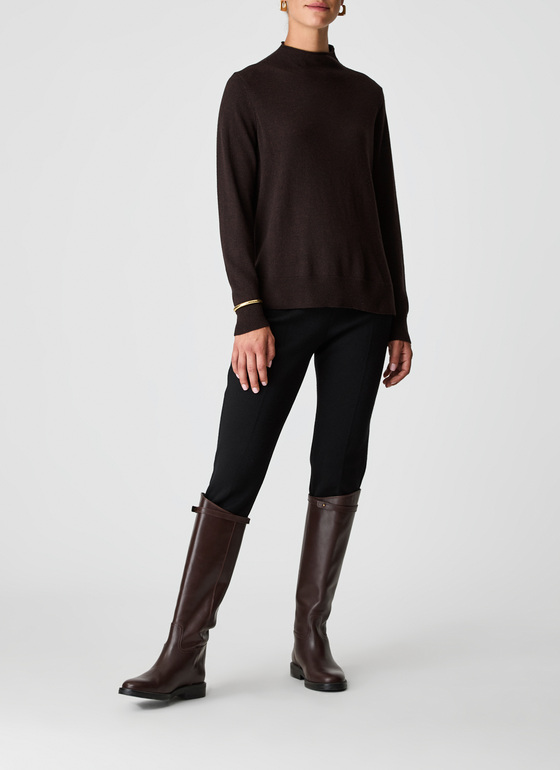 Pullover Stehkragen 1/1 Arm Dark Espresso Frontansicht