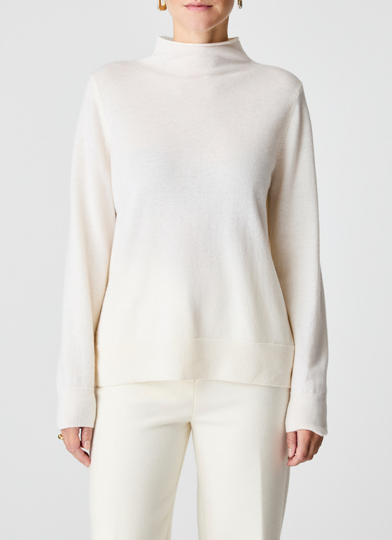 Pullover Stehkragen 1/1 Arm New White Frontansicht