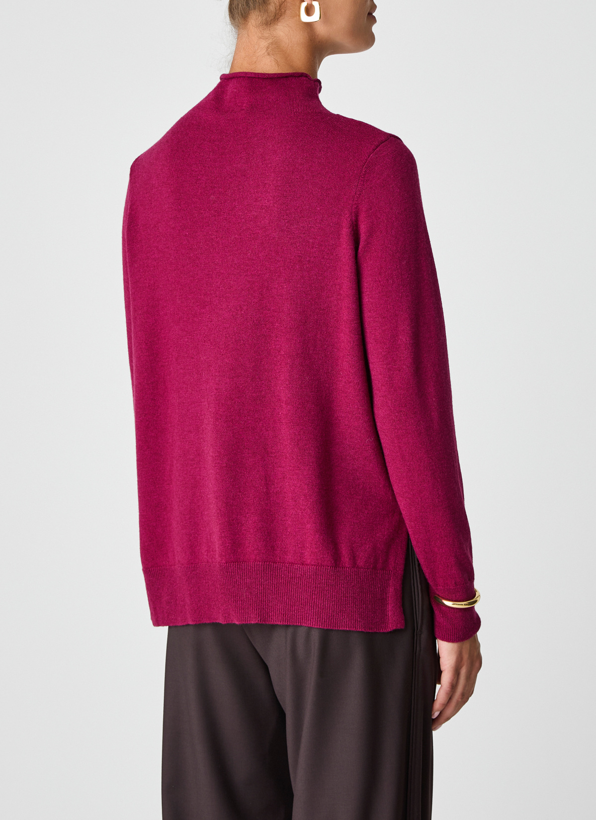 Pullover Stehkragen 1/1 Arm, Bordeaux Rückansicht