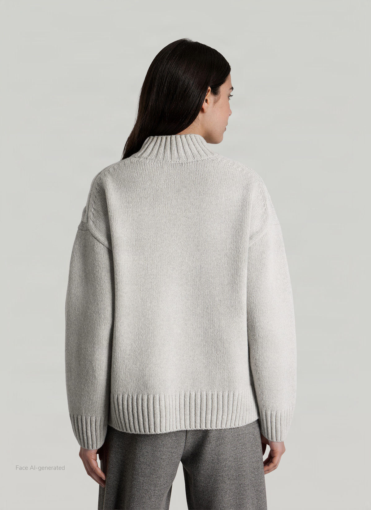 Pullover Rollkragen 1/1 Arm, White Smoke Rückansicht