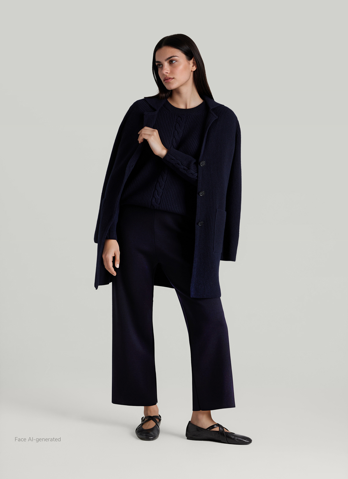 Pullover Rundhals 1/1 Arm, Navy Detailansicht 2