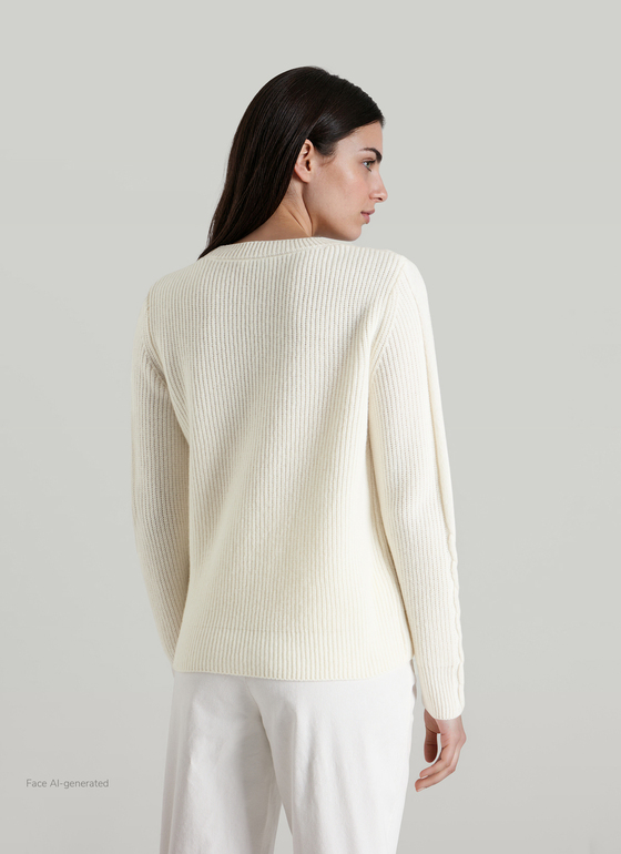 Pullover Rundhals 1/1 Arm New White Frontansicht