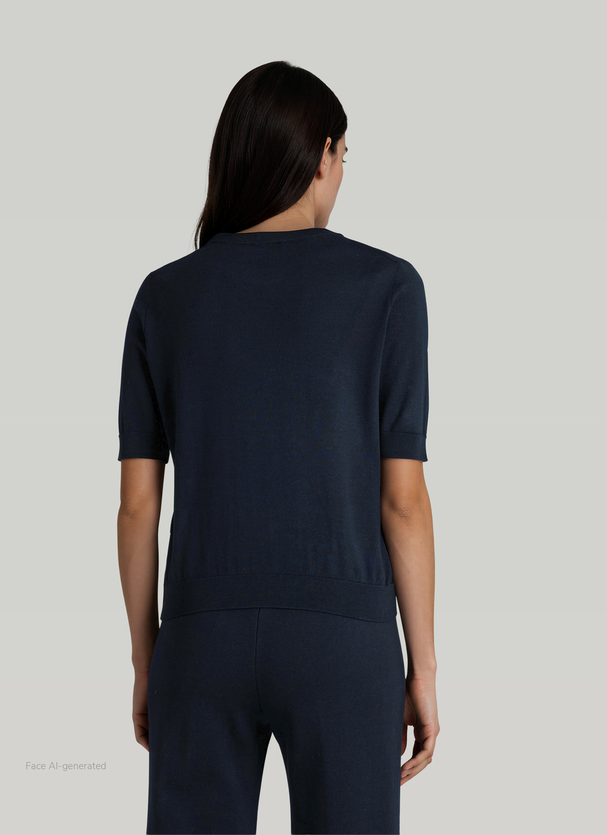 Pullover Rundhals 1/1 Arm, Navy Rückansicht
