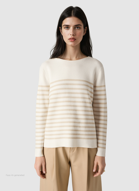 Pullover Rundhals 1/1 Arm French Oak Frontansicht