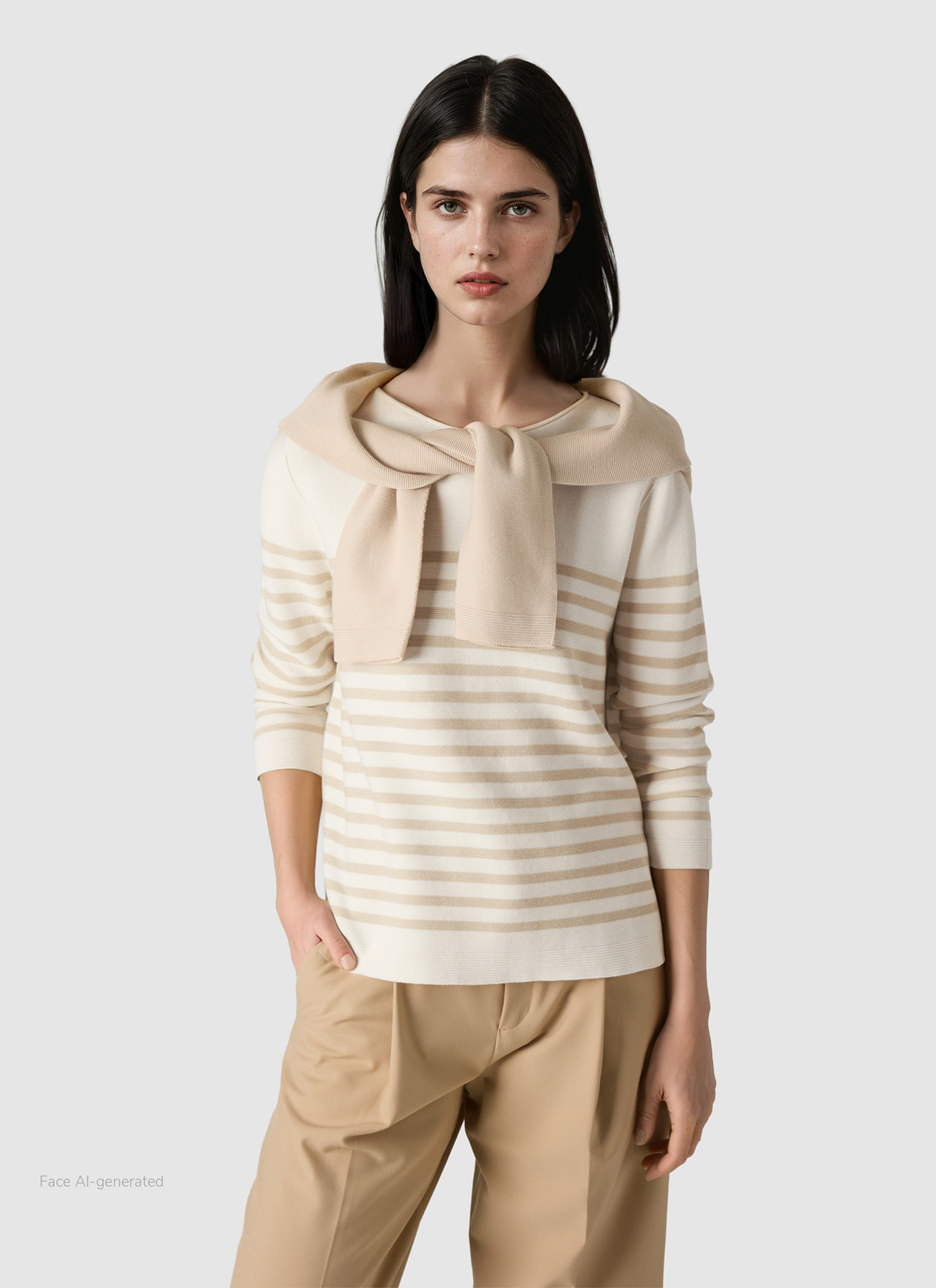 Pullover Rundhals 1/1 Arm, French Oak Detailansicht 2