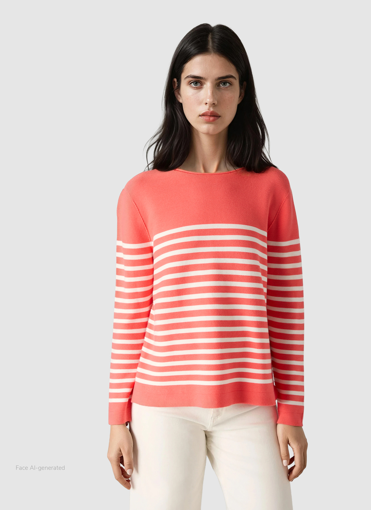 Pullover Rundhals 1/1 Arm, Flamingo Frontansicht