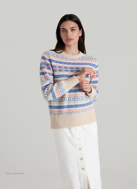 Pullover Rundhals 1/1 Arm Frosted Dune Frontansicht