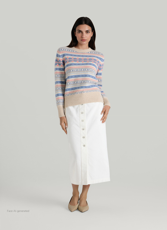 Pullover Rundhals 1/1 Arm Frosted Dune Frontansicht