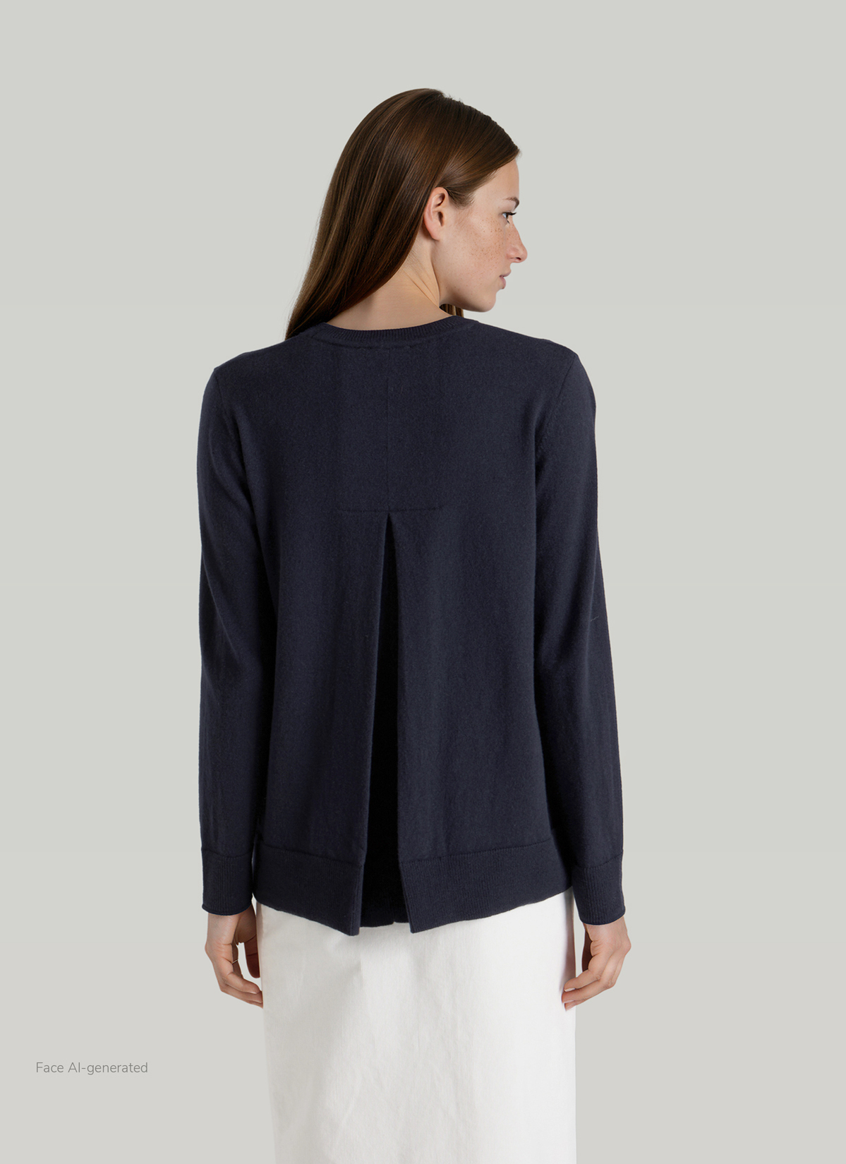 Pullover Rundhals 1/1 Arm, Navy Rückansicht