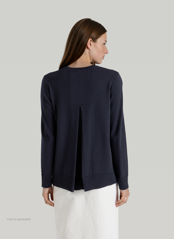 Pullover Rundhals 1/1 Arm Navy Frontansicht