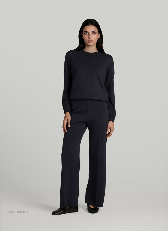 Pullover Rundhals 1/1 Arm Navy Frontansicht