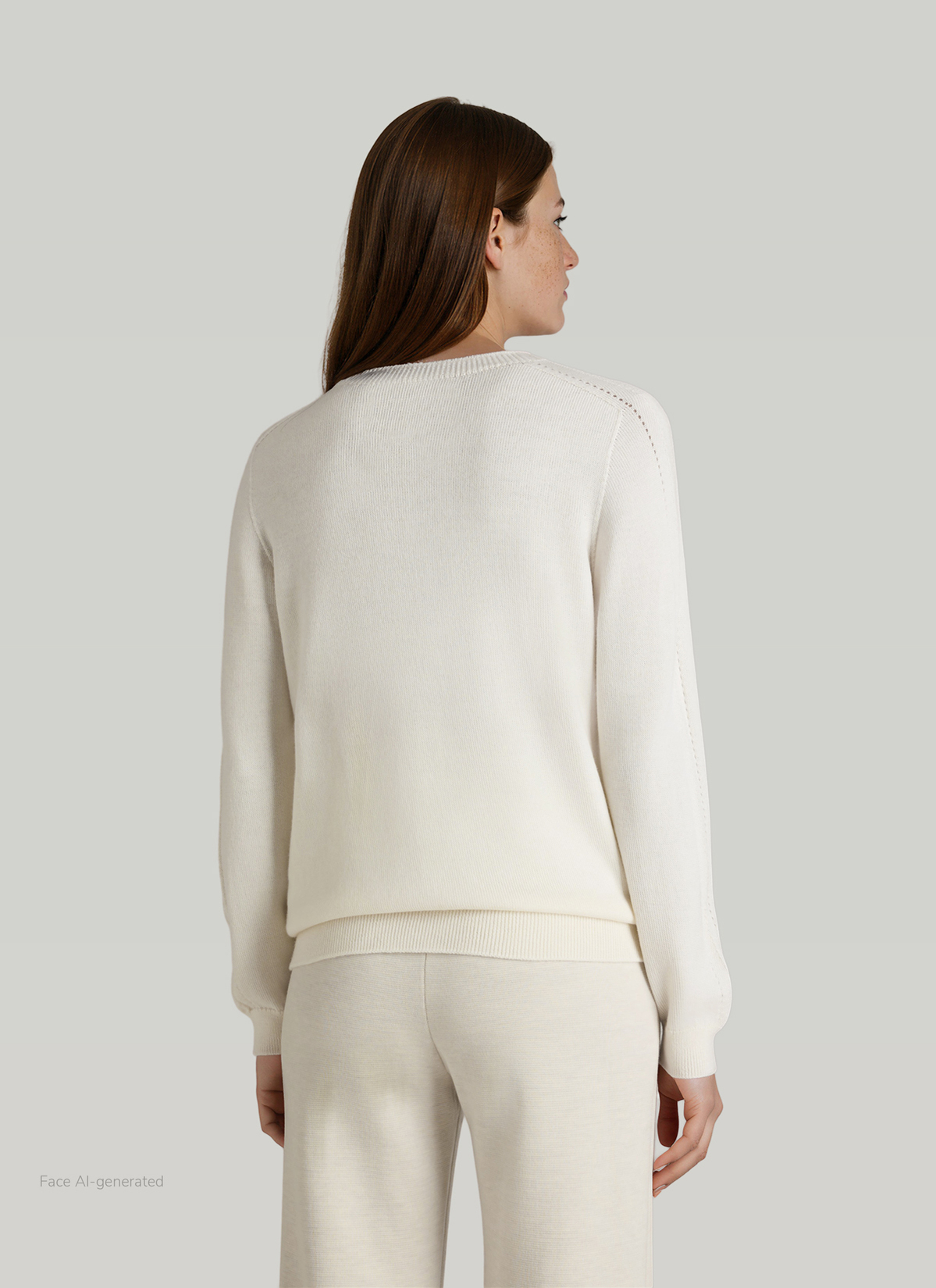 Pullover Rundhals 1/1 Arm, New White Rückansicht
