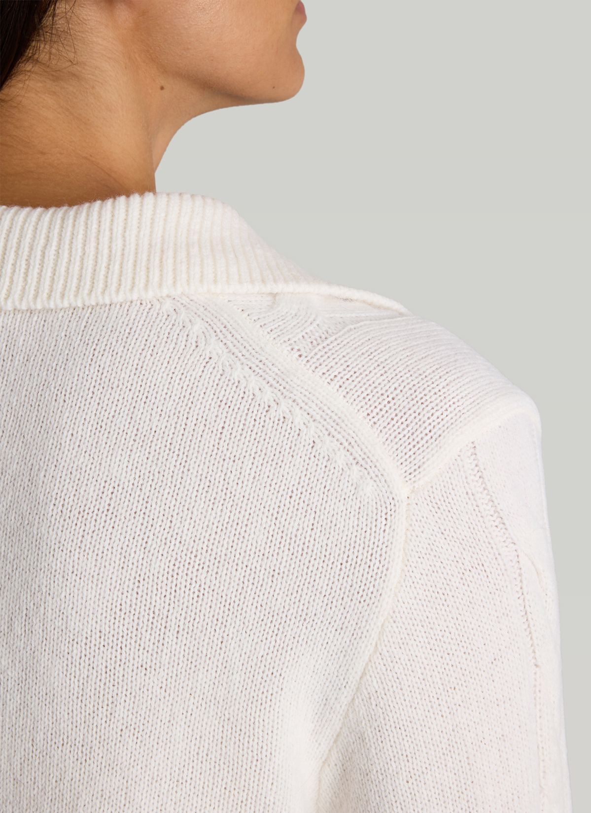 Pullover Polokragen 1/1 Arm, New White Detailansicht 1