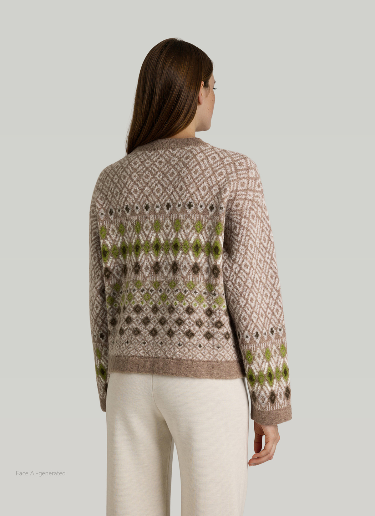 Pullover Rundhals 1/1 Arm, Taupe Grey Rückansicht