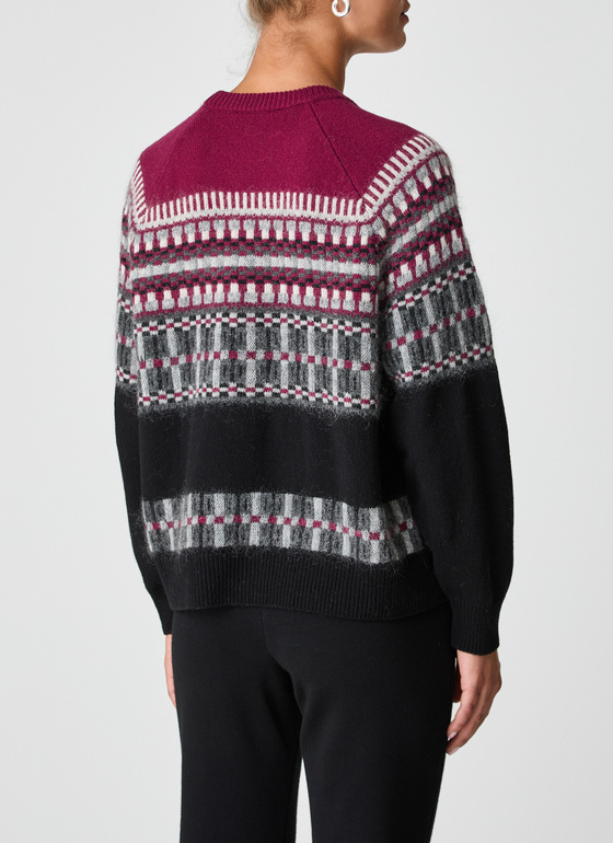 Pullover Rundhals 1/1 Arm Bordeaux Frontansicht