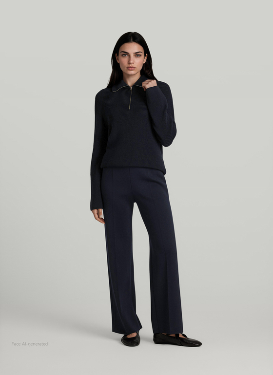 Pullover Troyer 1/1 Arm Navy Frontansicht
