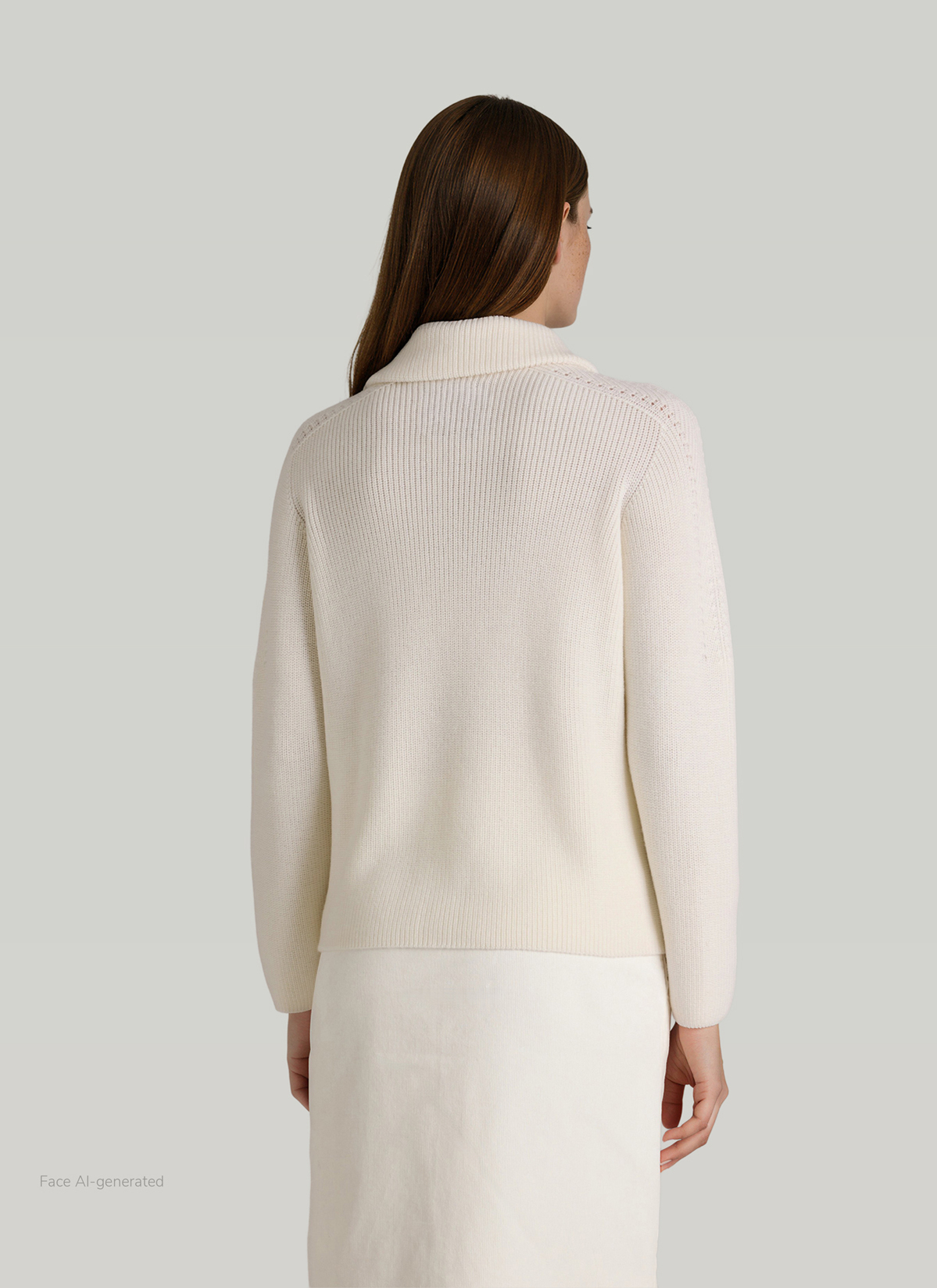Pullover Troyer 1/1 Arm, New White Rückansicht